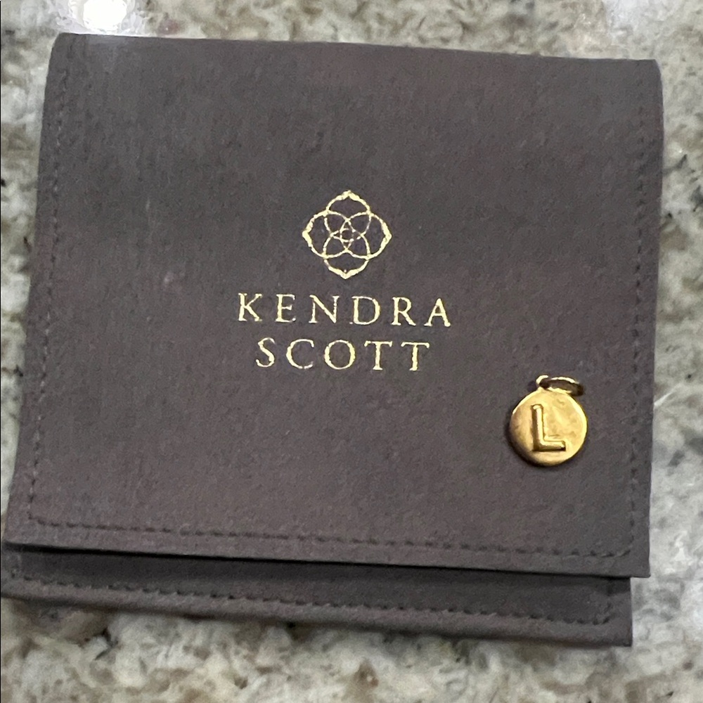Kendra Scott Brown Pouch with Gold L Initial Charm